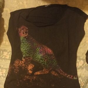 Black Leopard Print Women's Top